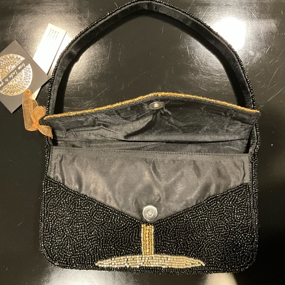 Elegant Black Beaded Cocktail Clutch Martini - Picture 5 of 7